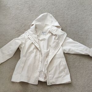 Athleta White Hooded Trench Coat
